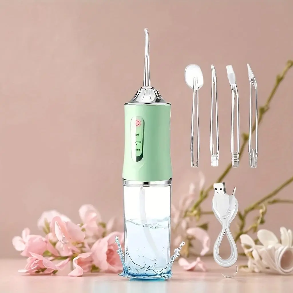 Rechargeable Water Flosser for Gum Health, Cordless Oral Irrigator with 3 Modes and 4 Nozzles, Portable and Travel Ready, Waterproof, Daily Care