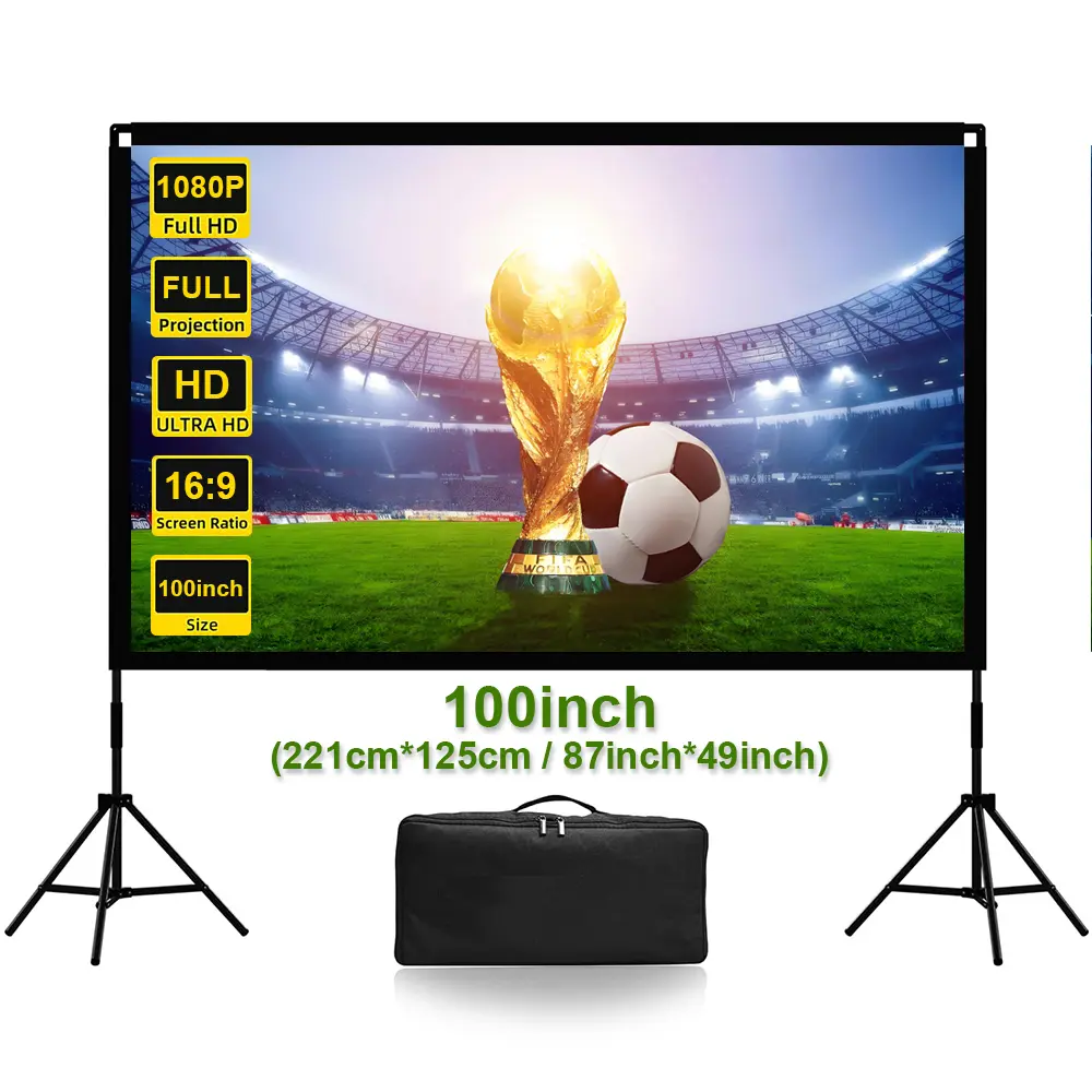 Portable projector screen with tripod indoor outdoor use, 9lbs lightweight one-hand carry camping movie backyard home theater must have, 4K wrinkle-free big screen stays flat  projector screen,back to school,back to school haul