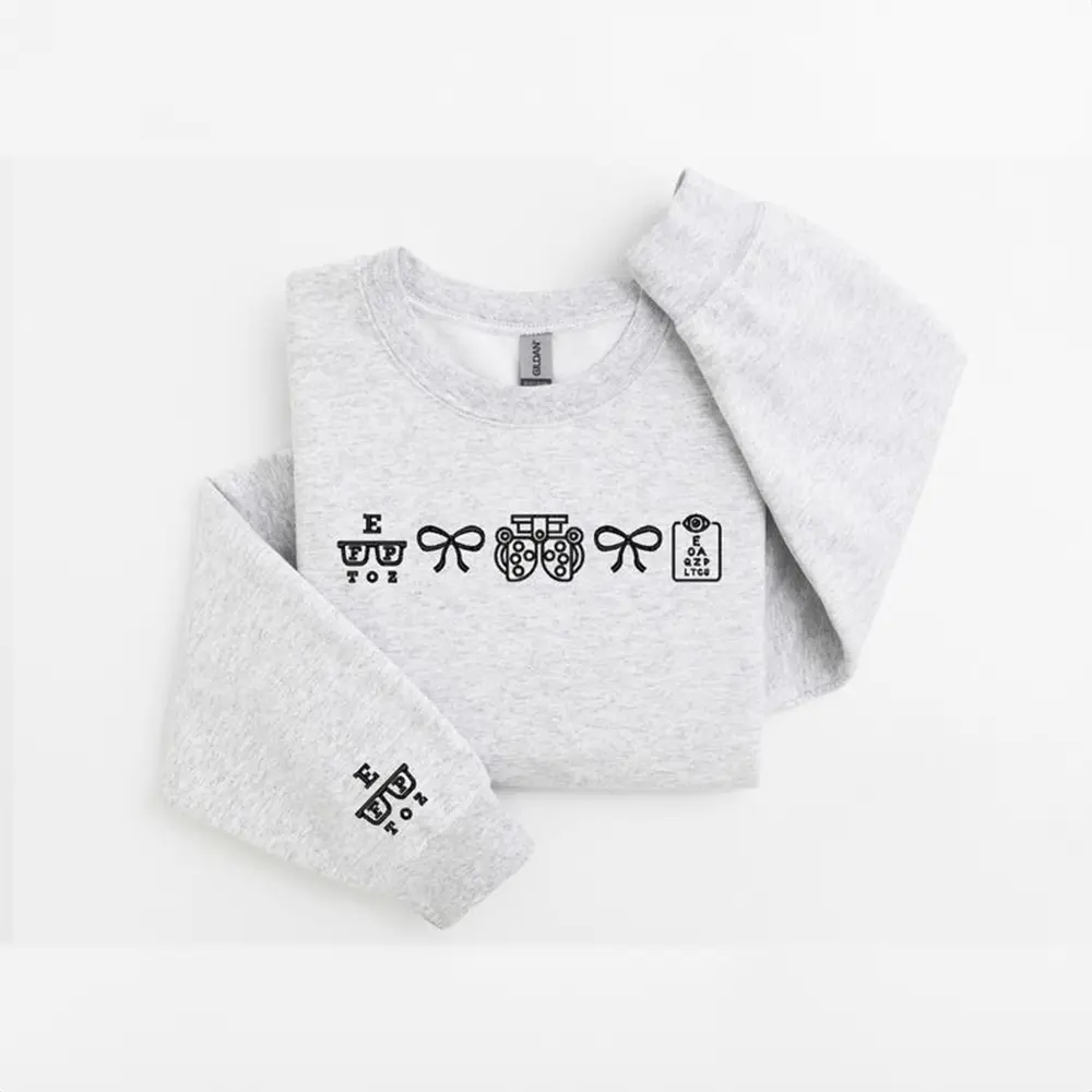 Optometry Icons Embroidered Sweatshirt, Eye Care Crewneck, Optometry Student Gift, Eye Doctor Crewneck