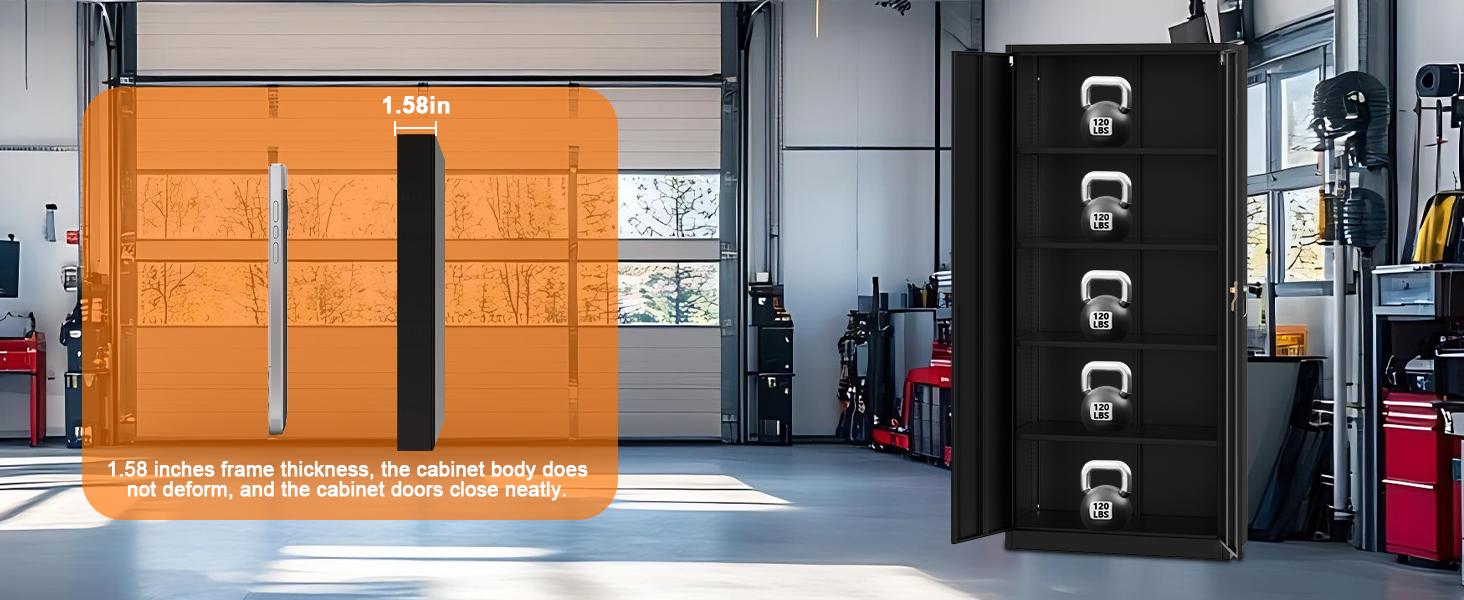 【GARVEE】71" H Metal Storage Cabinet with Lock, Steel Tool Cabinet with 4 Adjustable Shelves and 4 Adjustable Feet, Storage Organization for Home/Garage/Office/Shop