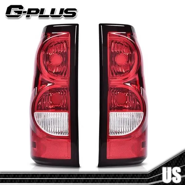 G-PLUS 2× Tail Light Set - Bolt-On Carlights Rectangular Tail Light Lighting Assemblies & Components, Rear Brake Lamps Vehicle Accessories for 03-06 Chevy Silverado 1500, 2500, 3500 HD Trucks, 2‑Pack Coverage