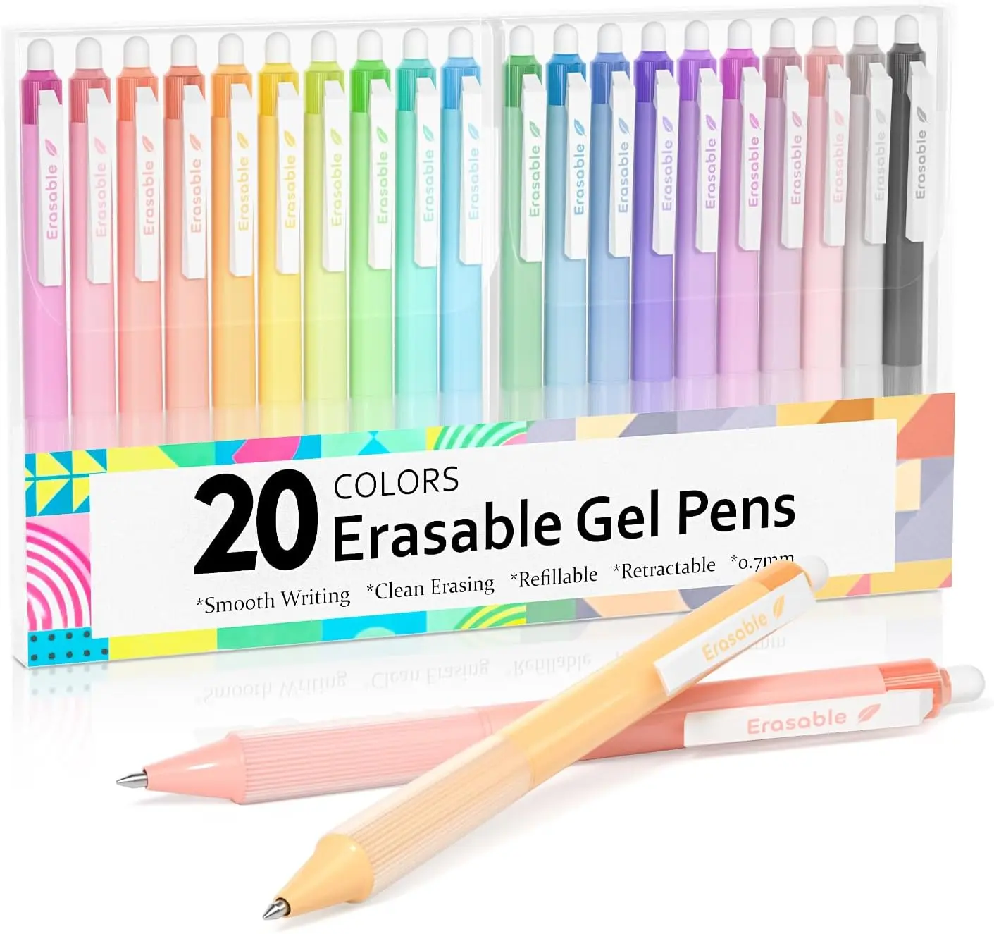 Shuttle Art Erasable Gel Pens, 20 Colors Retractable Fine Point Erasable Pens Clicker, Fine Point(0.7mm), Assorted Color Inks, Make Mistakes Disappear for Drawing Writing Planner and Crossword Puzzles,back to school,back to school shopping