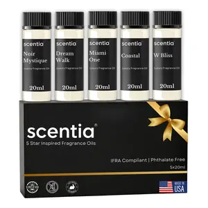 Scentia Hotel Collection Diffuser Oil Set – 5x20ml Home Fragrance Oils – Dream Walk, Velvet Noir, Cabana, My Way & W Bliss – Luxury Aroma Oils for Diffusers, Home & Office