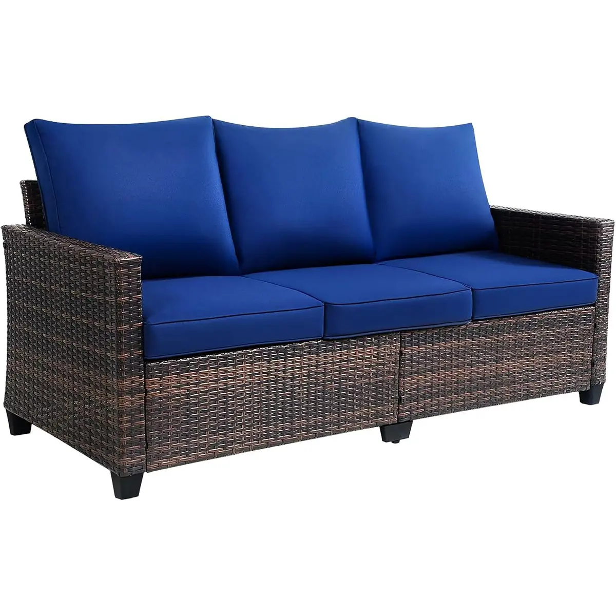 Deals for You Day EortheX 3-Seat Rattan Wicker Outdoor Patio Sofa, All-Weather Furniture Patio Set with Anti-Slip Cushions for Garden, Deck, Outdoor Patio Furniture,home decor,camping essentials