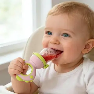 Silicone Fruit Teether, 1 Piece Rotating Push Type Fruit Feeder, Baby Fruit Feeder Pacifier, Baby Feeding Fruit Teether, Baby Food Supplement Feeder, Baby Teething Toy, Cute