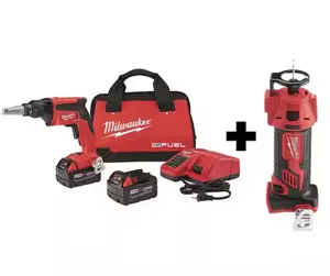 M18 FUEL 18V Lithium-Ion Brushless Cordless Drywall Screw Gun XC Kit with M18 Cut Out Tool