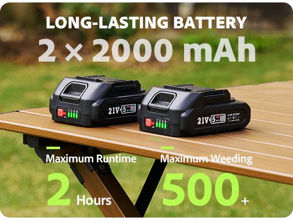 【Flash sale】Electric Weed Puller Tool 21V Battery Powered 2pcs 2000mAh, Heavy Duty 3-Claw Steel Root Weeder Stand-Up Remover Picker Grabber Popper, for Dandelion Lawn Garden Yard EWP001 [SummerVibes ]
