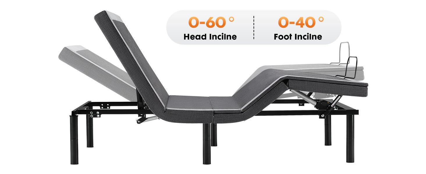 Electric Bed Ergonomic Adjustable Bed Frame with Wireless Remote, Head and Foot Incline, Zero Gravity Bed, Anti-Snore, Easy Assembly Electric Bed Ergonomic Adjustable Bed Frame with Wireless Remote, Head and Foot Incline, Zero Gravity Bed, Anti-Snore, Easy Assembly