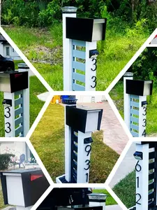 Custom Modern Aluminum Mailbox with Powder Coating Paint & Solar Lights Easy Installation Post Office Approved