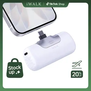 iWALK 5th Gen Mini Plug-in Power Bank 5500mAh 22.5W USB-C Fast Charging Portable Charger with SenseForce Tech & Smart LED for iPhone & Android Travel Gadgets