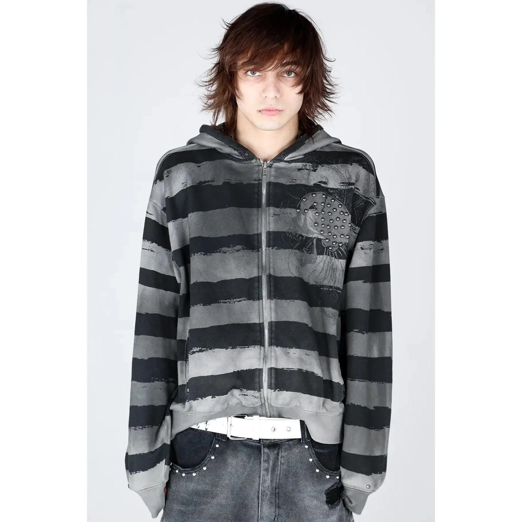 Striped Zip Hoodie