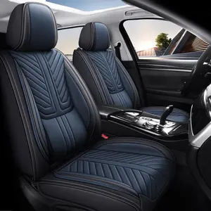 Nappa Leather Car Seat Cover Full Set 5 Seats with Lumbar Support Breathable & Waterproof Luxury Protector