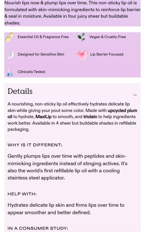 KraveBeauty Plumptuous Lip Jelly - Nourishing Lip Oil with Upcycled Plum Oil & MaxiLip for Smooth & Firm Lips Over Time