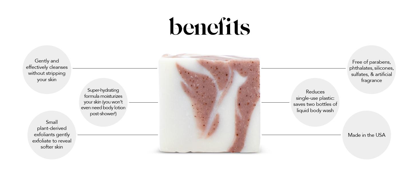 Kitsch Shea Butter Body Solid Wash – Exfoliating, Moisturizing Bar Soap for Soft, Hydrated Skin, Vegan, Paraben-Free, Made in USA, 4 oz