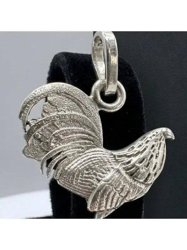 Dije para cadena de plata en forma de gallo plata 925