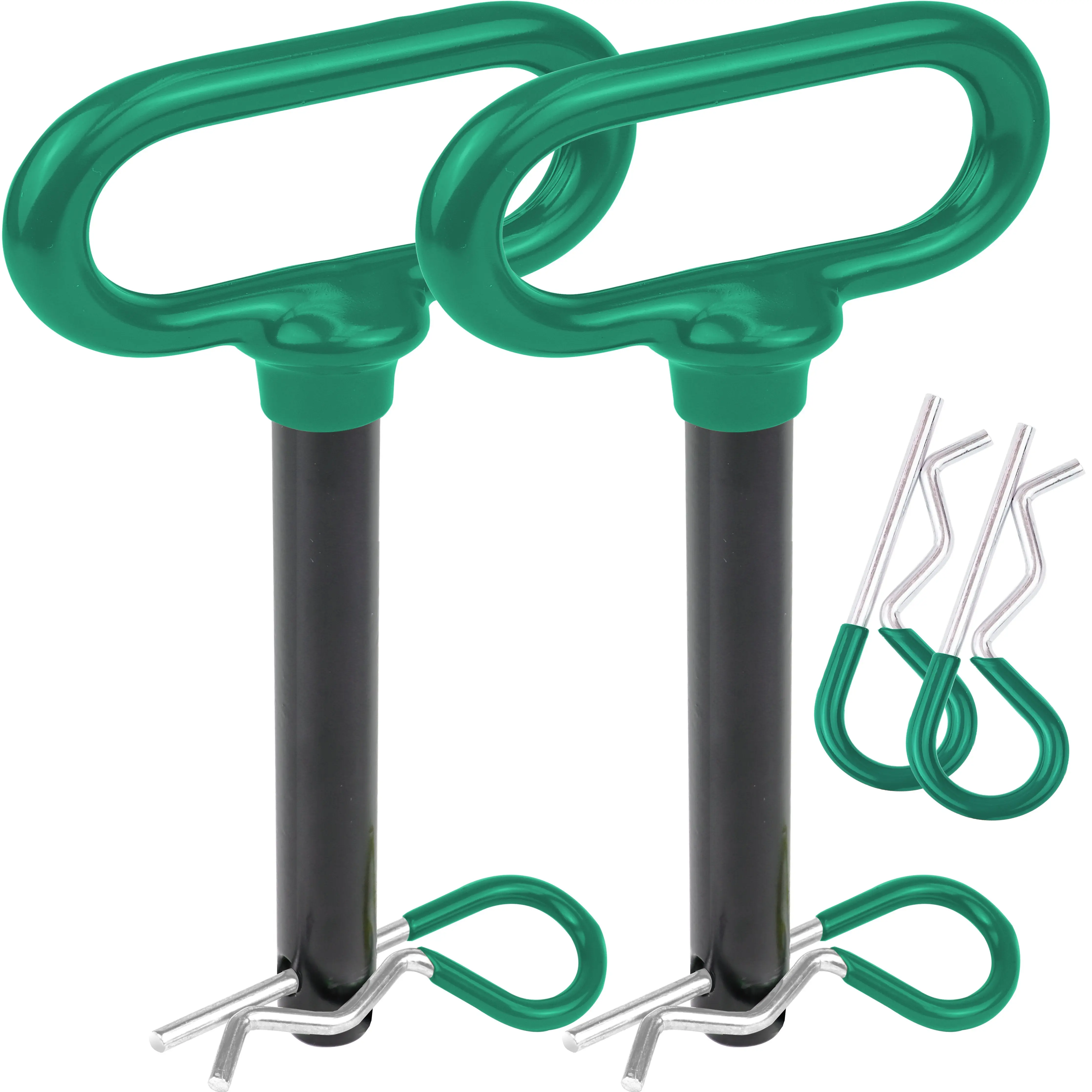 Wellmax 2-Pack Steel Trailer Hitch Pin (5/8" x 4-1/2") with Clevis Pin Design, 4pc R Clips, Comfortable Rubber-Coated Handle, Durable Build, High Visibility, All-Season Towing Hardware, Manufacturer Warranty