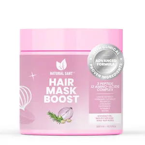NaturalSant Hair Mask Boost with Onion Extract for Long & Strong Hair 3-Peptide Complex Clinically Approved 200ml Hydrating Treatment