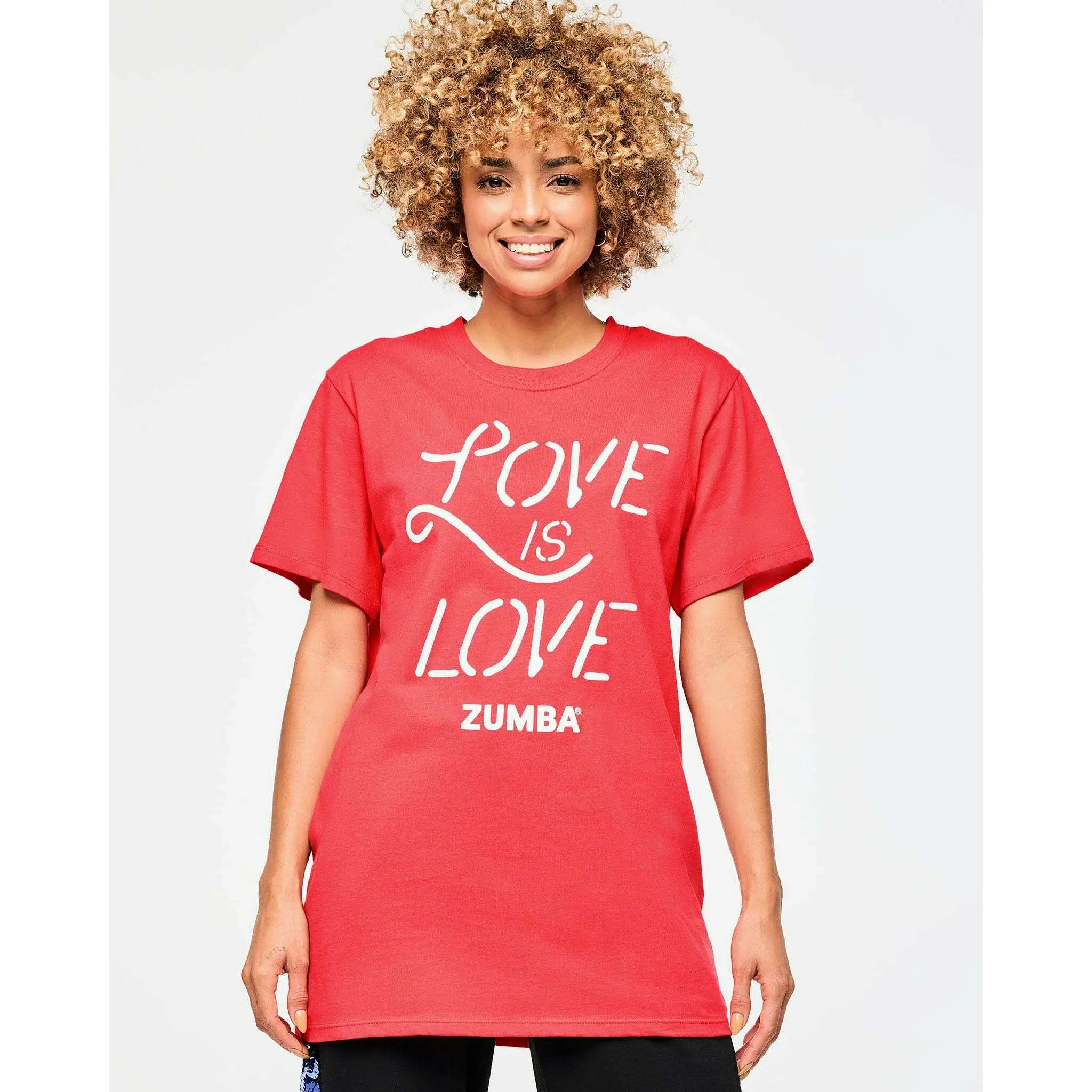 Zumba Crew Neck Jersey T-Shirt, Knit Graphic Top - Cherry