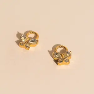 Crystal Butterfly Chunky Huggie Hoop Charms