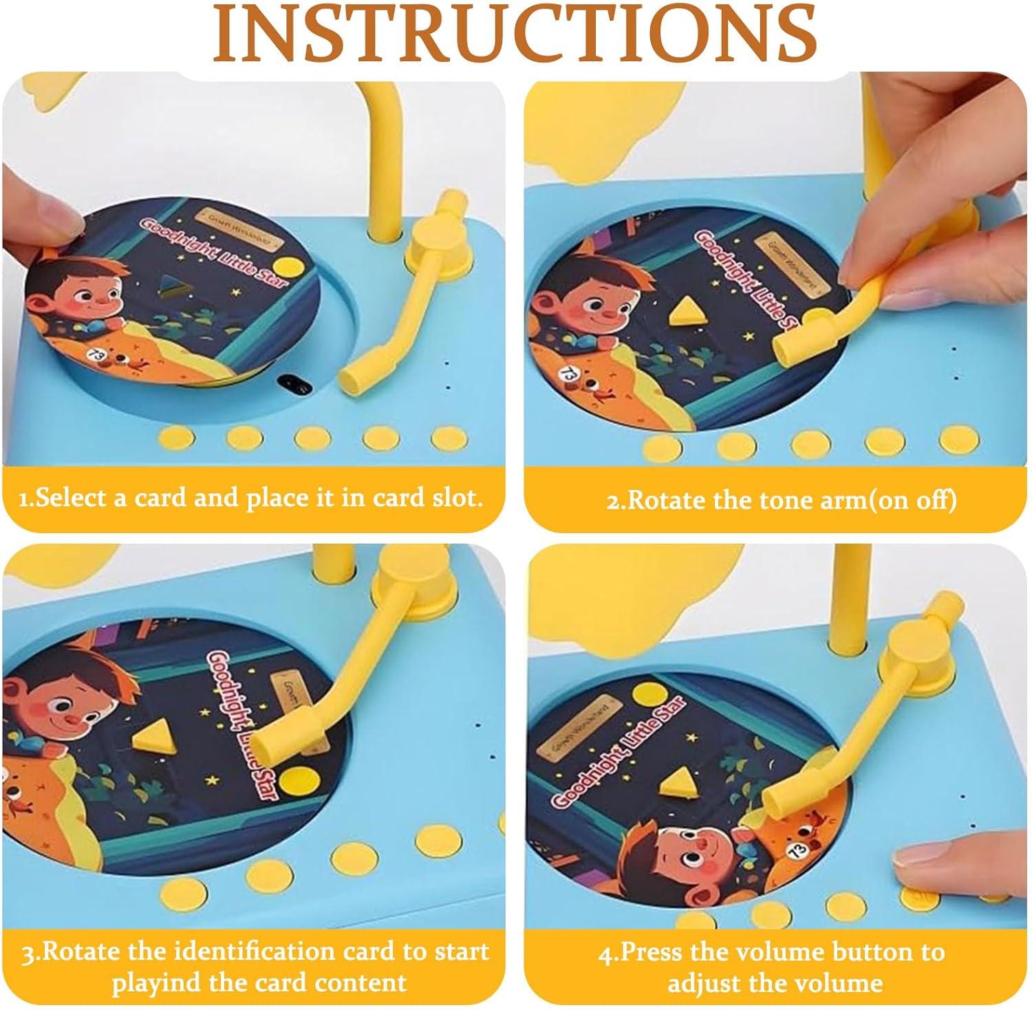 Toddler Record Player with 104 Cards (96+8 Recordable) | Kids Phonograph & Storytelling Machine | Screen-Free Learning Toy for Ages 3+