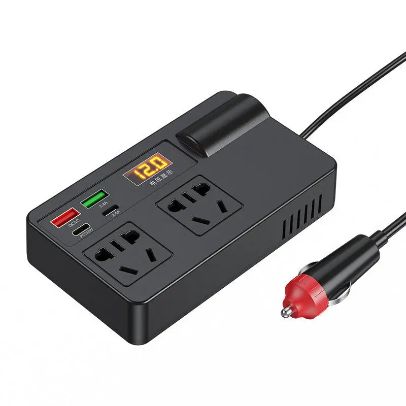 Car Truck Inverter 12V-24V to 220V with Smart Chip QC3.0 FastCharging for Laptops Tablets & Phones USBPorts Included Wireless Carplay Adapter,Mobile Phone Charger, Phone Charging Accessories Type C,car accessories