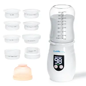 Portable Bottle Warmer for Travel, Cordless Baby Bottle Warmer, Rechargeable, 8 Adapters, 1 Milk Powder Container, Compatible with Most Bottle, Fast Heating, White