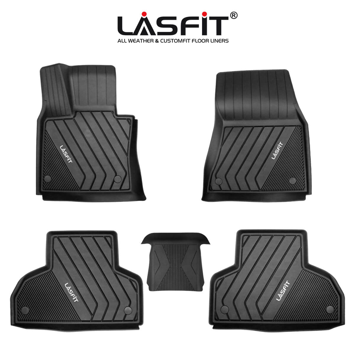 Lasfit BMW X5 BMW X3 Series All Weather TPE Car Mats 1st & 2nd Seat Floor Liners, Black