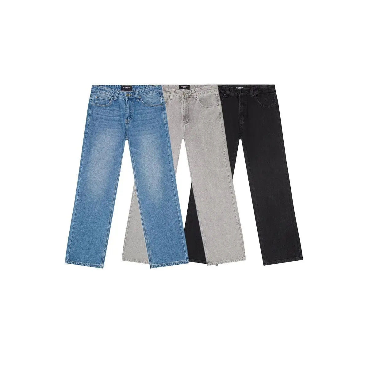 VICTORIOUS ATLAS 13oz Heritage Baggy Denim – 3 Pack Bundle (Indigo / Black / Grey) Streetwear Street Style