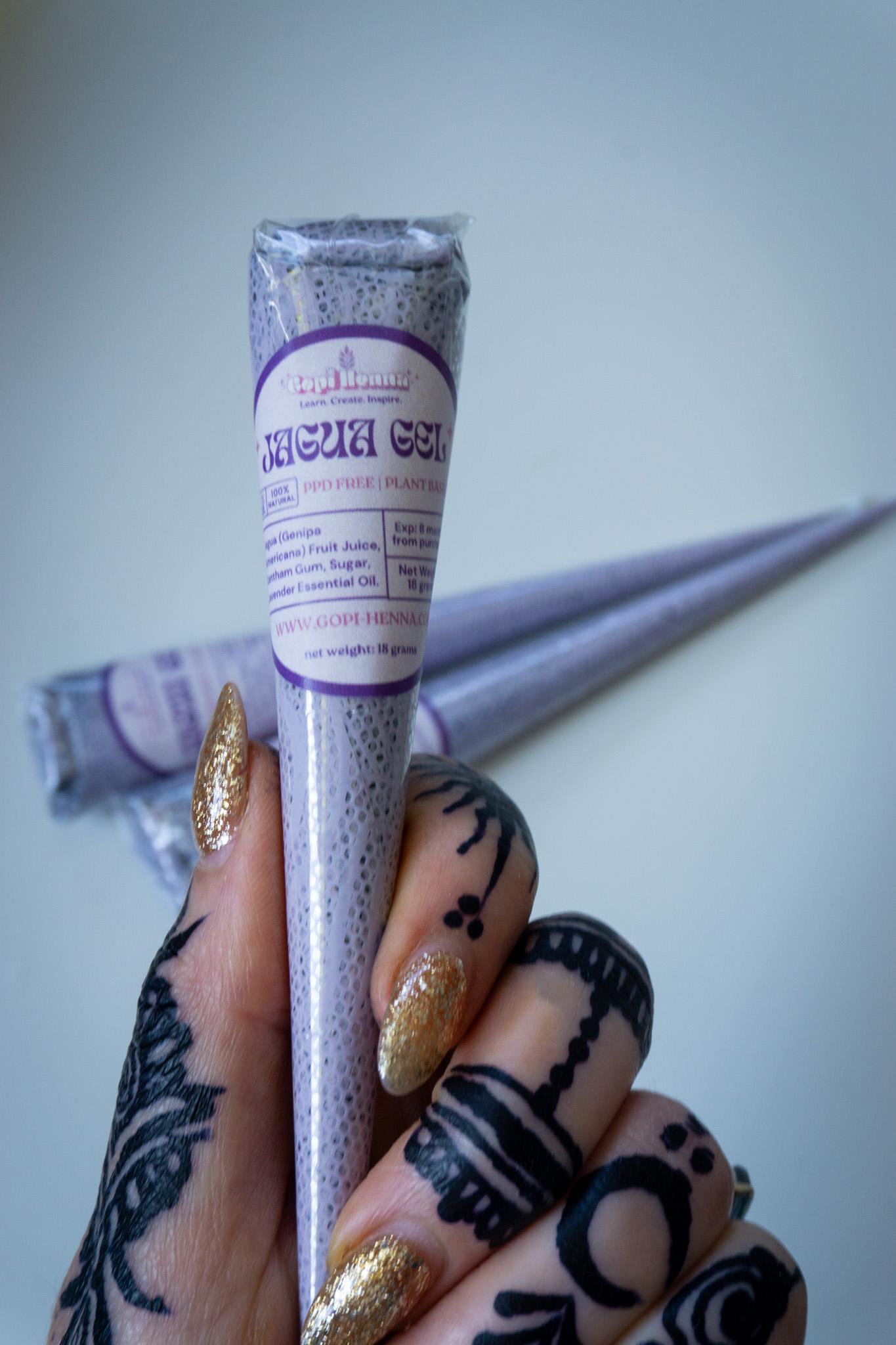 Jagua Gel Lavender Cones | Plant Based Temporary Tattoos | Black Stain Color