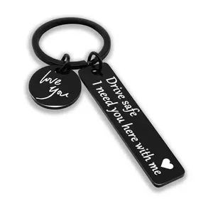 Drive Safe Keychain Black Letter Personalized Keychain Perfect Gift for Birthday Father Day Gifts for Boyfriend High Quality Stainless Steel Unique Design