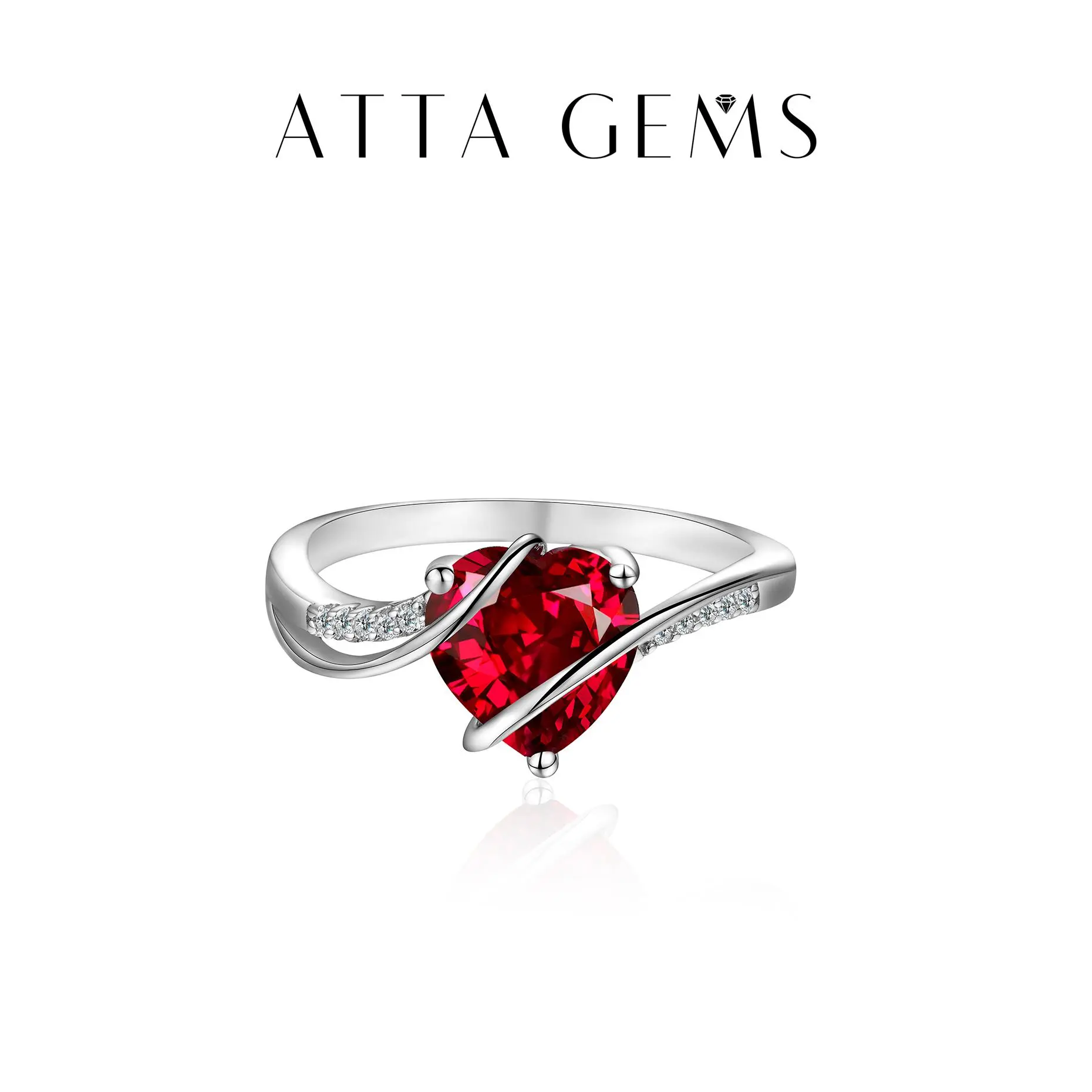 ATTAGEMS 2-Carat Heart Shaped Synthetic Ruby Women's Ring, Lab-Created Engagement Ring for Party, Wedding Romantic Gift CR006, Heart Shaped Engagement Ring summerwins