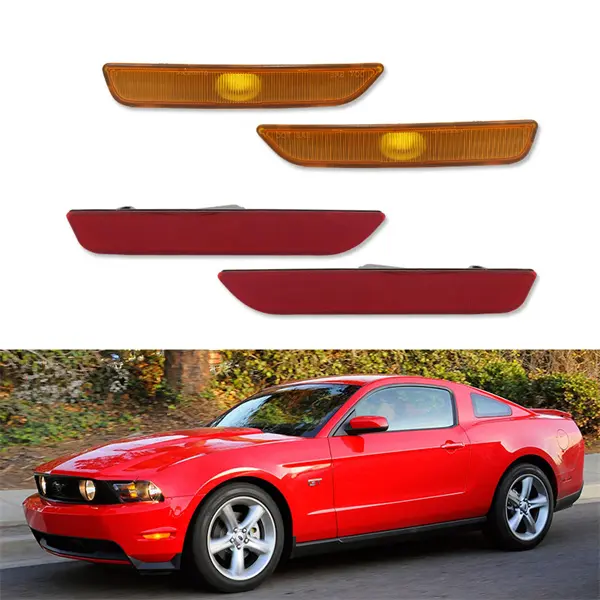 4PCS Front & Rear Side Marker Lights Housing For Ford Mustang 2010 2011 2012 2013 2014 Replace OEM #: AR3Z-15A201-A, AR3Z-15A201-B, FO2551144