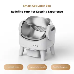 Smart Self-Cleaning Cat Toilet Open Design Stainless Steel Anti-Smell Automatic Scoop Machine