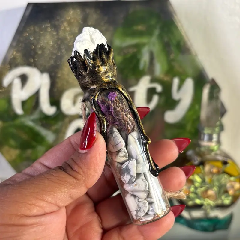Intention Spell Bottle (Howlite)  | Wax-Sealed Crystal Witch Vial | Manifestation & Protection