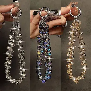 3pcs Rhinestone Phone Lanyard Set Metal Ring Detachable Durable ABS for Commute Date Party