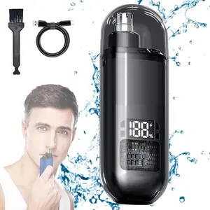 Mini Trimmer for Nose and Ear Hair, 14000 RPM, IPX7 Waterproof, Dual Edge Blades, Type-C Charging, Digital Display, Portable Design, Safe Efficient