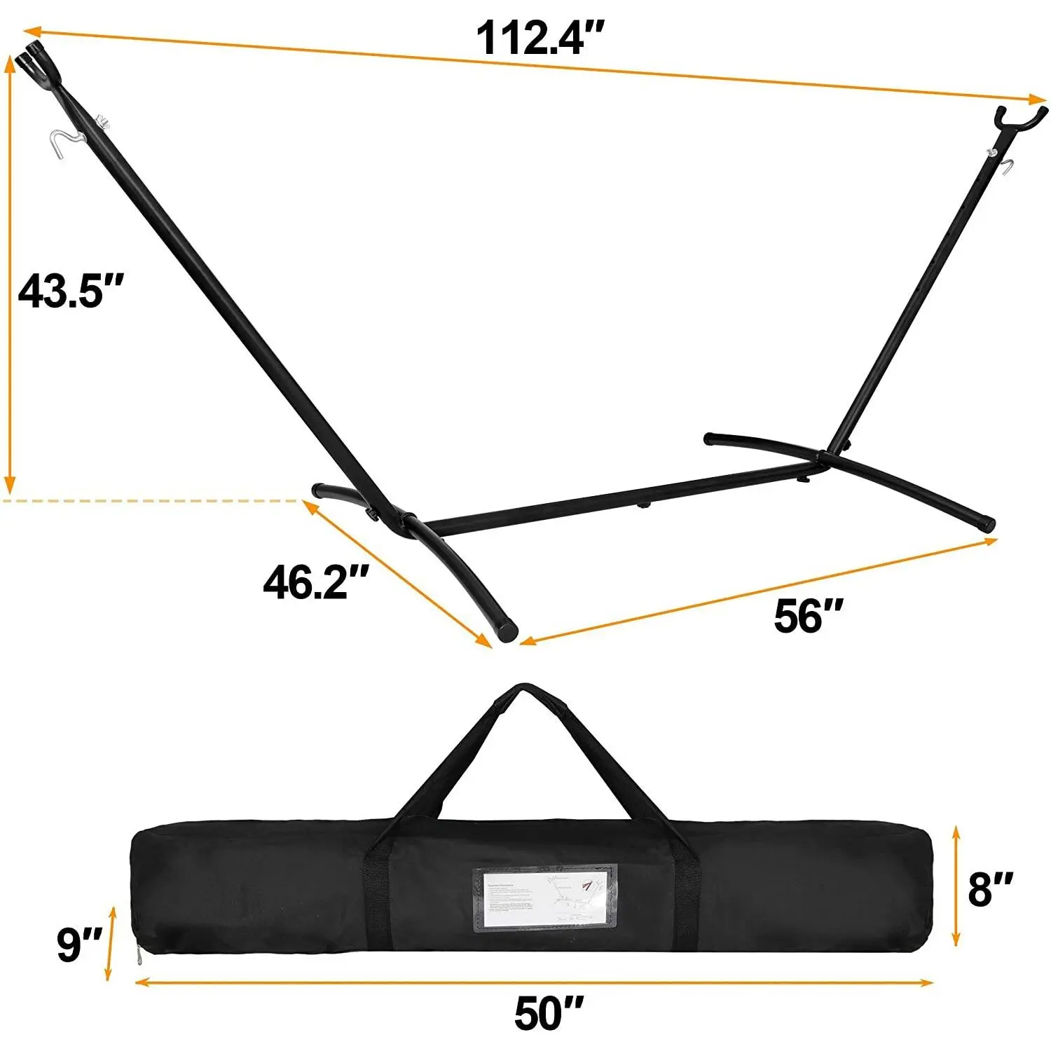 Zeny Heavy-Duty Steel Frame Hammock Stand - Adjustable, Portable, Quick-Setup for Indoor Use & Hammocks for Outside