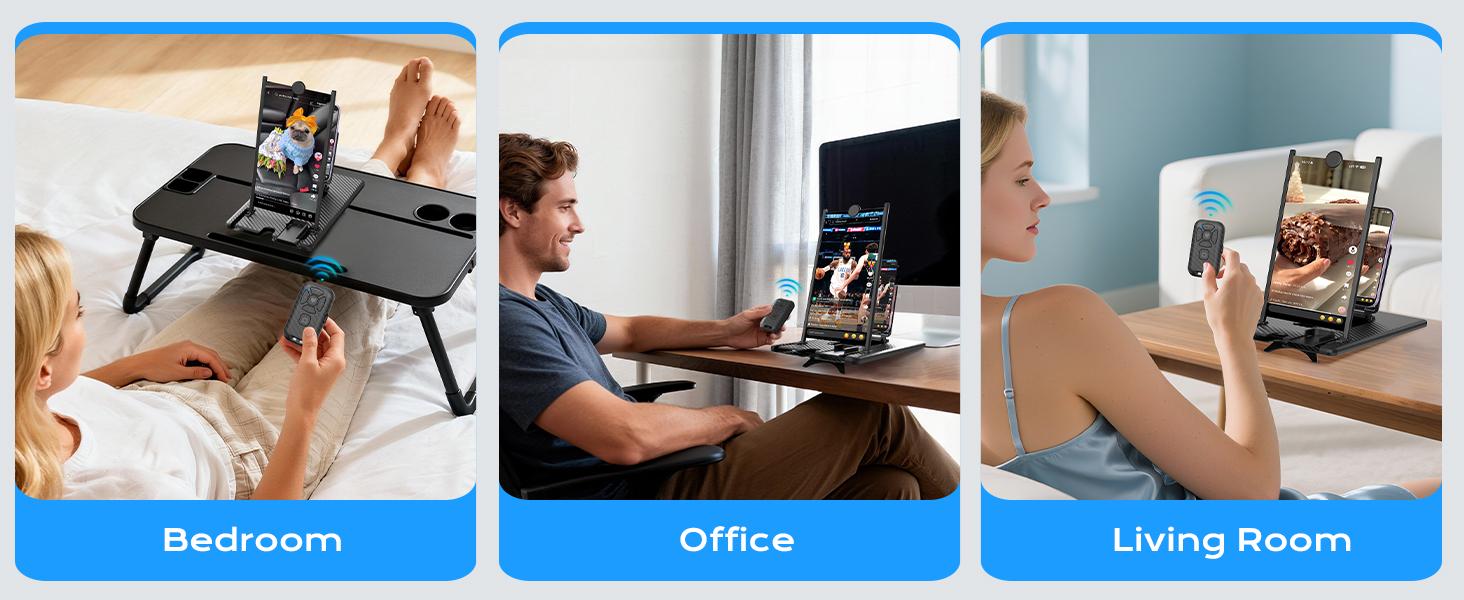 SEANCHEER WL868 5-in-1 Vertical Phone Screen Magnifier HD with Bluetooth Remote, 3D Portable Foldable Smartphone Stand for | TikTok | YouTube | FB | IG | Scrolling - Gift for Mom, Dad & Family Adjustable Cellphone