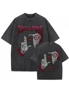 Men's & Women's Hellsing Anime Alucard Graphic T-Shirt - Oversized Vintage Manga Tee with Alucard Print, Loose Fit Cotton Shirt for, Casual Wear & Year-Round (Unisex)