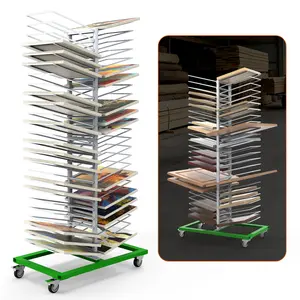 vanerepok Paint Drying Rack 50 Shelves for Cabinet Doors, Space-Saving Vertical Design for Art Studios & Classrooms, Heavy-Duty Storage Stand with Locking Casters, 25lbs Capacity per Shelf