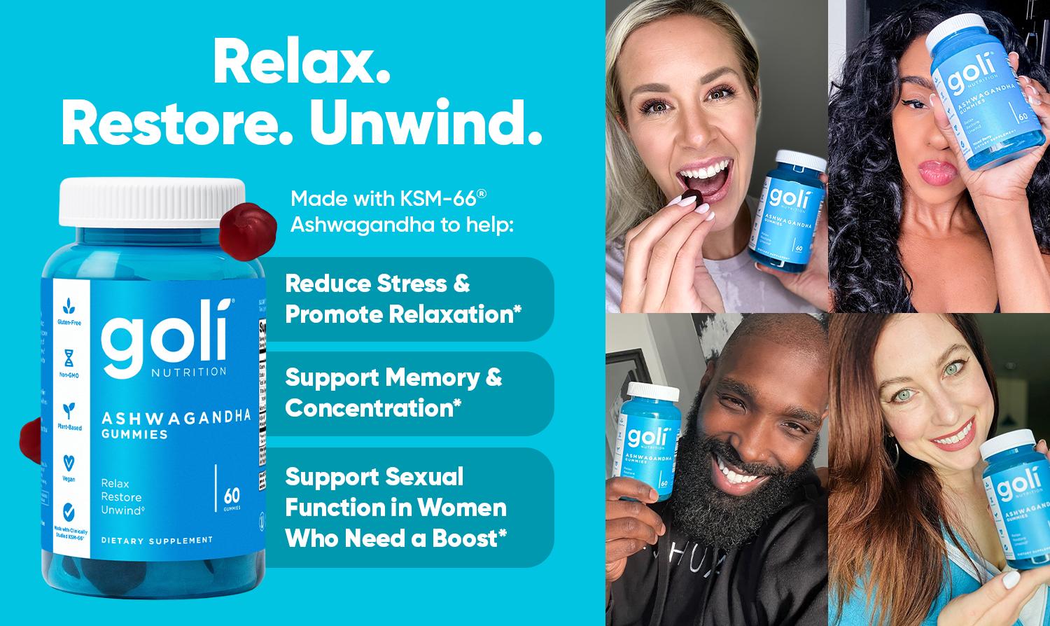 Goli Ashwagandha & Vitamin D Gummy - Mixed Berry, KSM-66, Vegan, Plant Based, Non-GMO, Gluten-Free & Gelatin Free. America's #1 Ashwagandha Brand