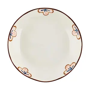 Golden Lion 8-Inch Japanese Sakura Ceramic Dinner Plate - Versatile Serving Dish for Rice, Appetizers, and Desserts (20x20x4CM)