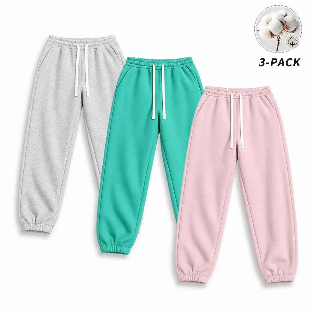 Women's Minimalist Solid-Color Jogger Sweatpants - 1/2/3-Pack, Elastic Drawstring Waistband, Long Pants, Multi-Use Comfortable Athletic Pants for Outdoor Activities