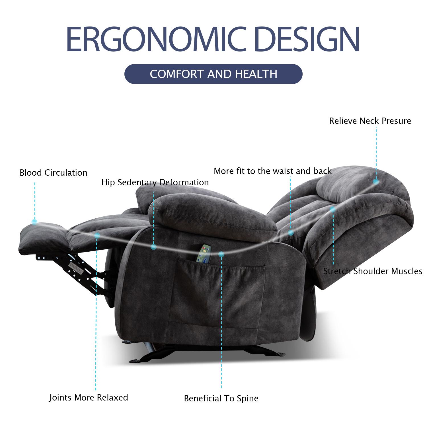 [SpringStatements] Ebello Swivel Massage Recliner Chair with Heat and Vibration, Non-Slip Fabric, Single Sofa, Heavy Duty Recliner Chair for Living Room, 360 Degree Rotating Manual Recliner Chair