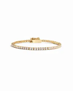 Sami Jewels CZ Tennis Bracelet with Latch, 14k Gold Plated Over Brass, High Quality Elegant Tennis Bracelet for Women, Ideal for Special Occasions or Everyday Wear