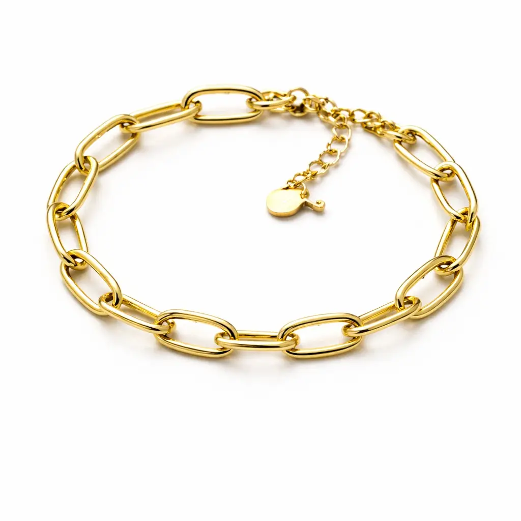 D’Sire Aster Paperclip Bracelet – 18K PVD Gold Stainless Steel 18+3 cm Adjustable