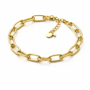 D’Sire Aster Paperclip Bracelet – 18K PVD Gold Stainless Steel 18+3 cm Adjustable