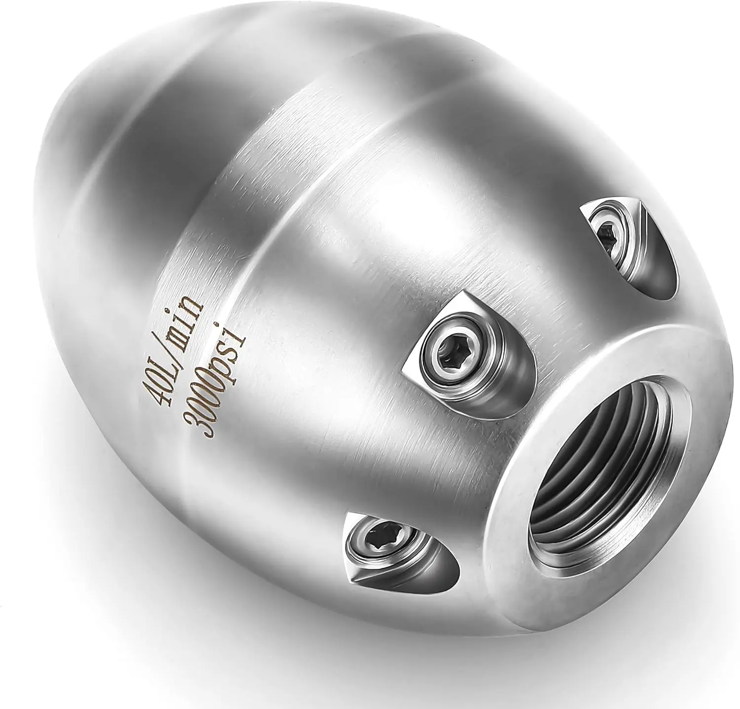 Tool Daily 3/8” NPT High Pressure Sewer Jetter Nozzle for Pressure Washer, Stainless Steel Drain Cleaning Nozzle, 40 L/Min, 3000 PSI, High Pressure Nozzles