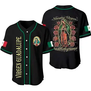 Virgen de Guadalupe Baseball Jersey – Mexican Our Lady Virgin Mary Baseball Jersey
