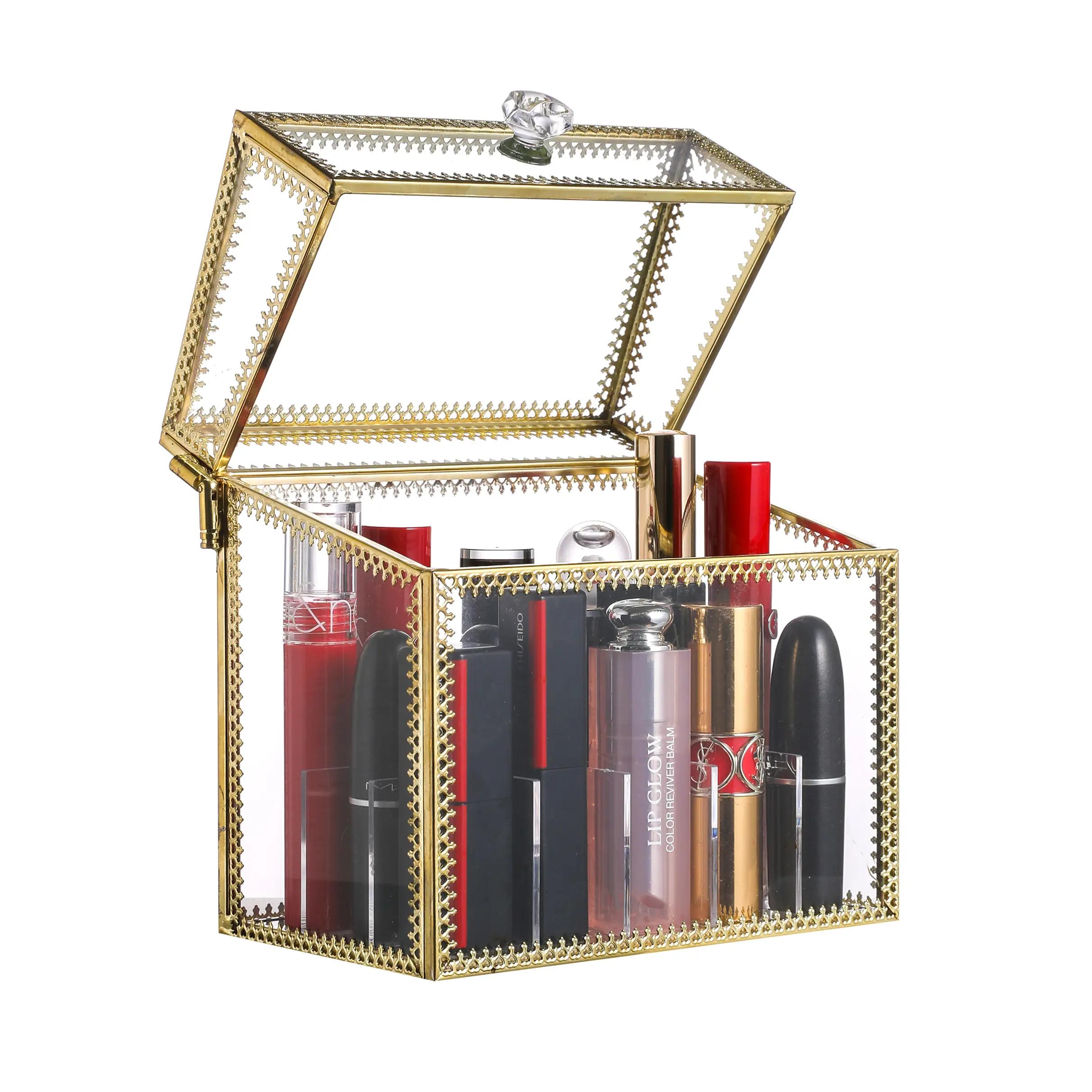 QL DESIGN Lipstick Organizer Holder with lid, Detachable Acrylic Lipstick Holder, Transparent Lip Gloss Display Organizer for Dresser Countertop, Bathroom Accessories